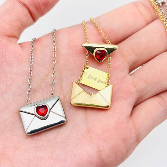 Love Letter Cubic Zirconia Envelope Necklace
