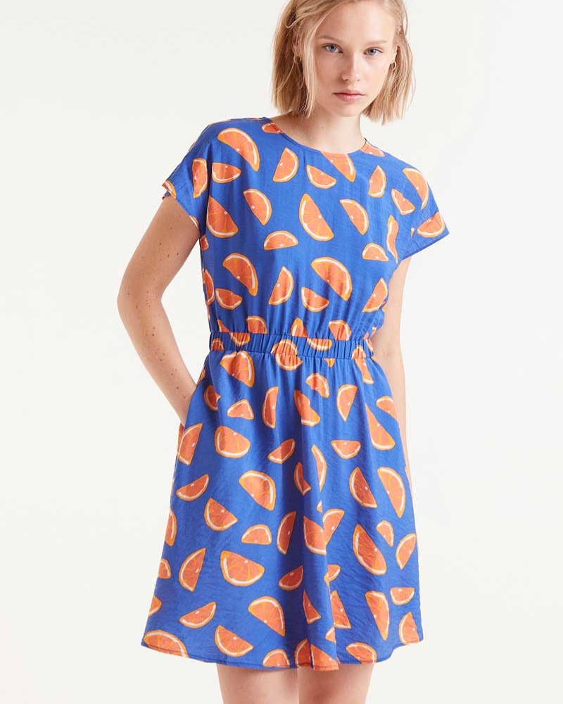 Orange Print Tea Dress