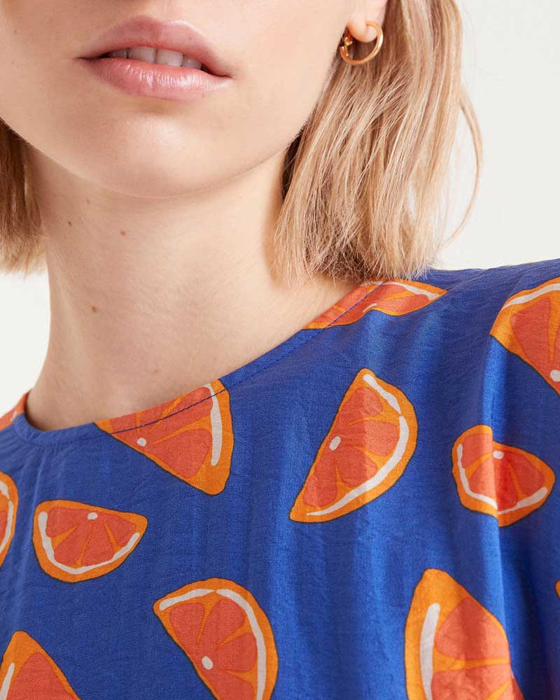 Orange Print Tea Dress