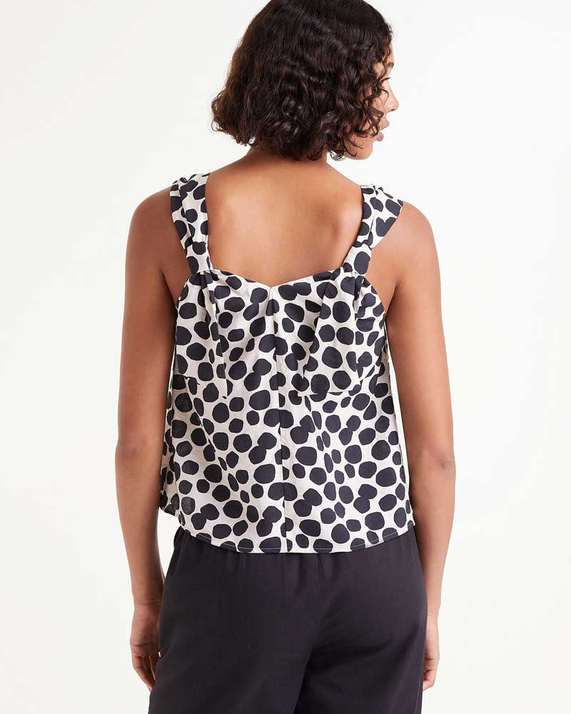 Monochrome Polka Dot Bow Vest Top