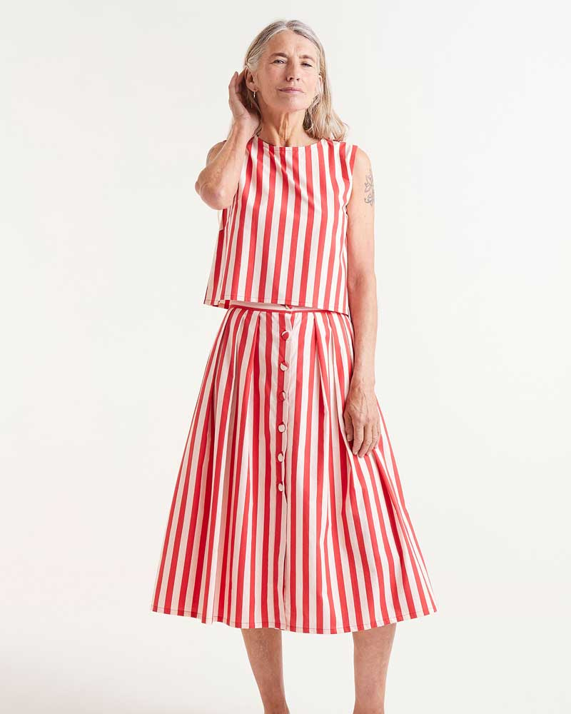 Cheesecake Red Stripe Sleeveless Top