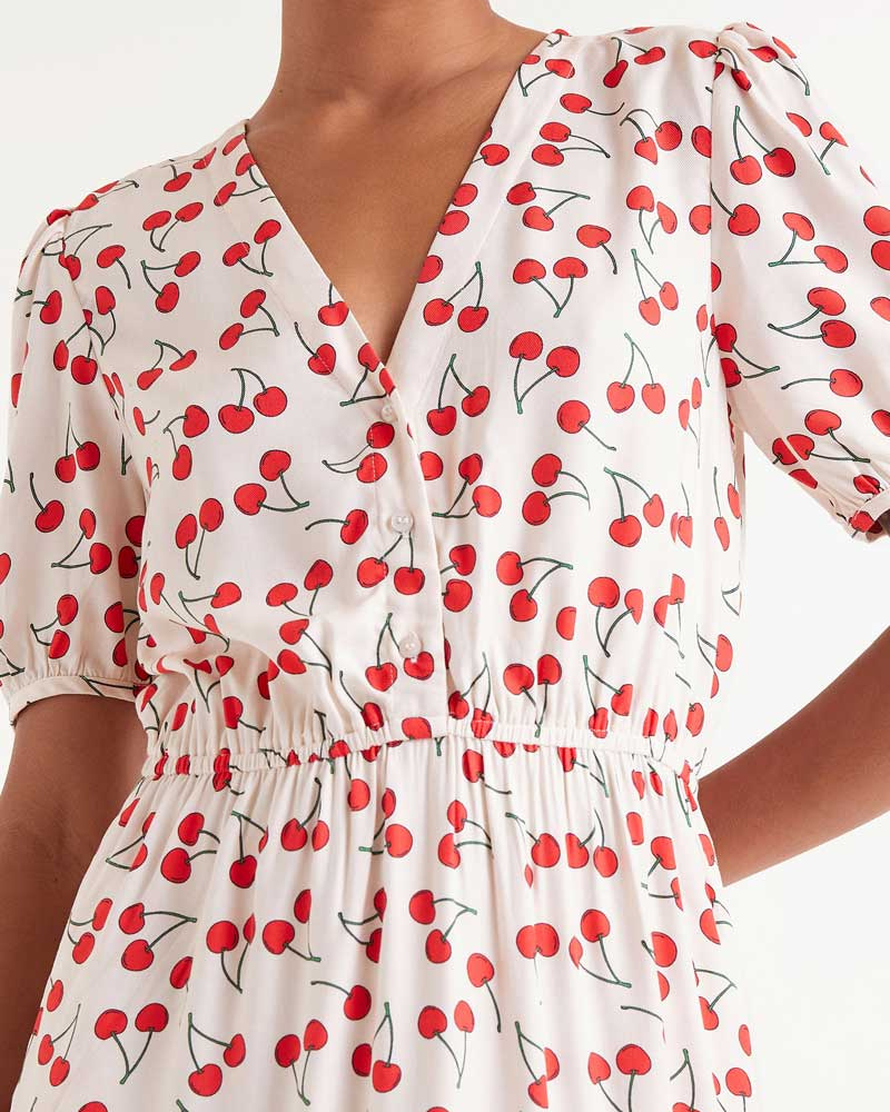 Cherries Print Midi Dress