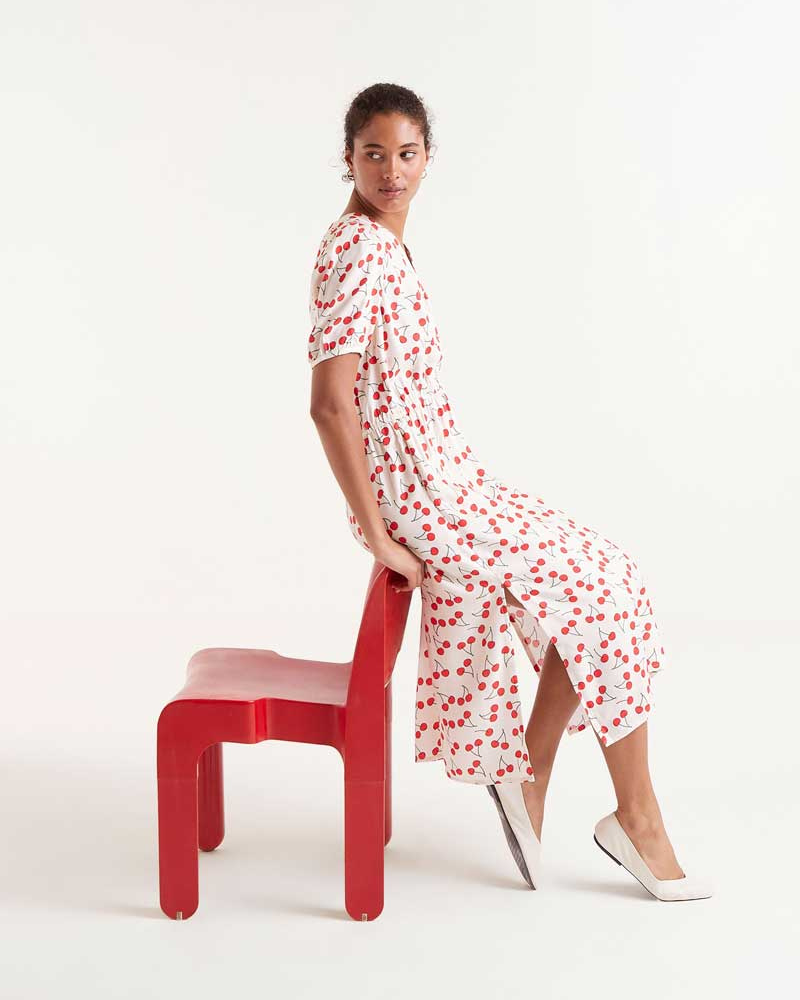 Cherries Print Midi Dress