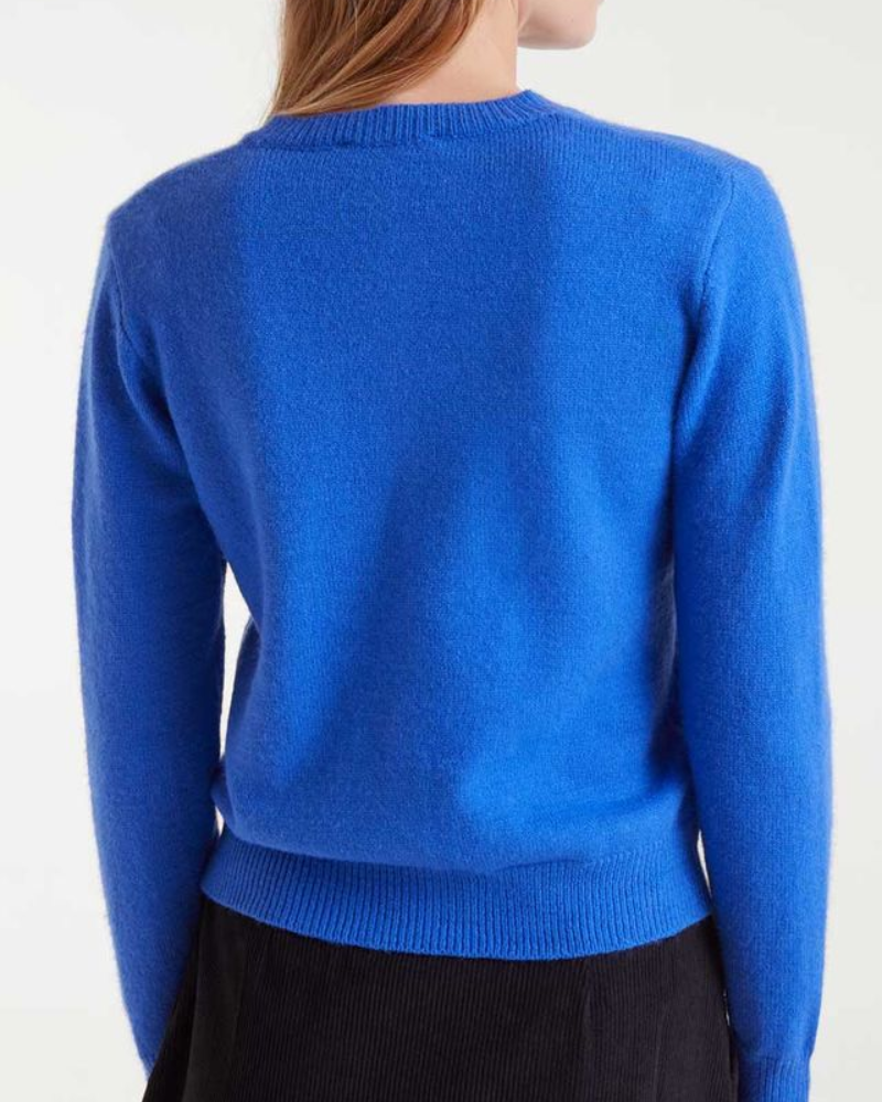 Royal Blue & Black Velvet Button Cardigan
