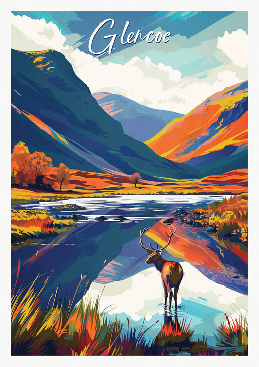 Glencoe Stag Scottish Highlands A4 Print