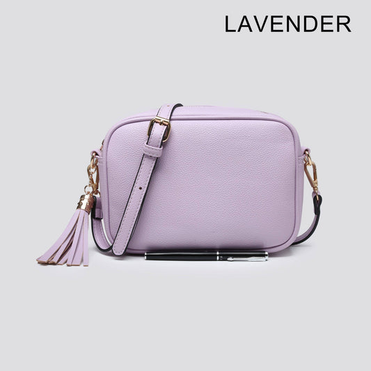 Premium Vegan Leather Camera Crossbody Bag in Fuchsia