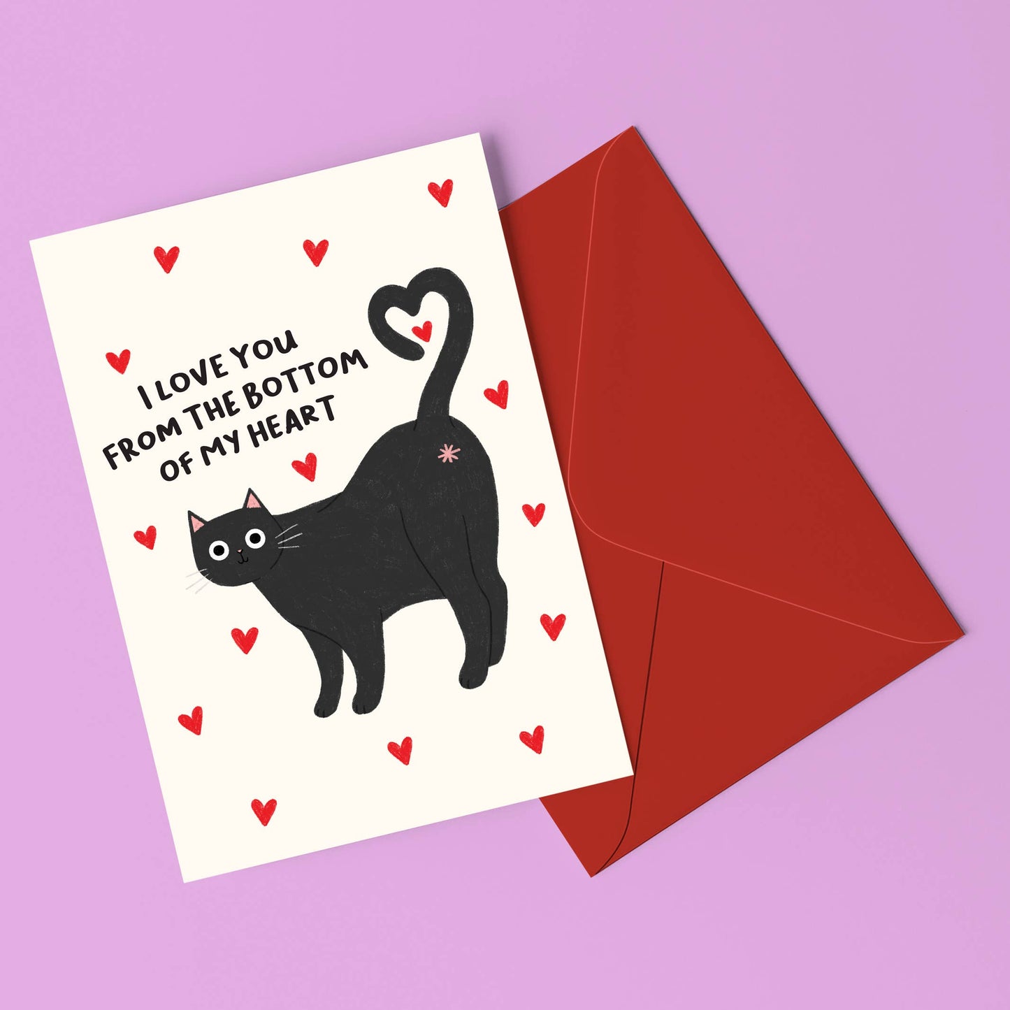 Love You From The Bottom Of My Heart Cat Greeting Card