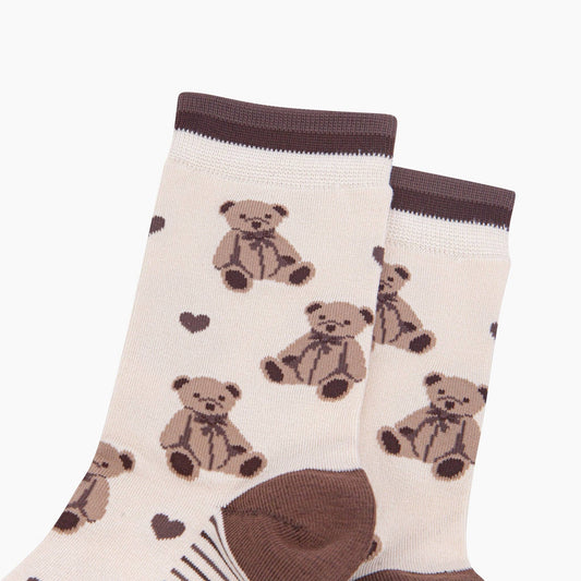 Teddy Bear Bamboo Socks in Cream