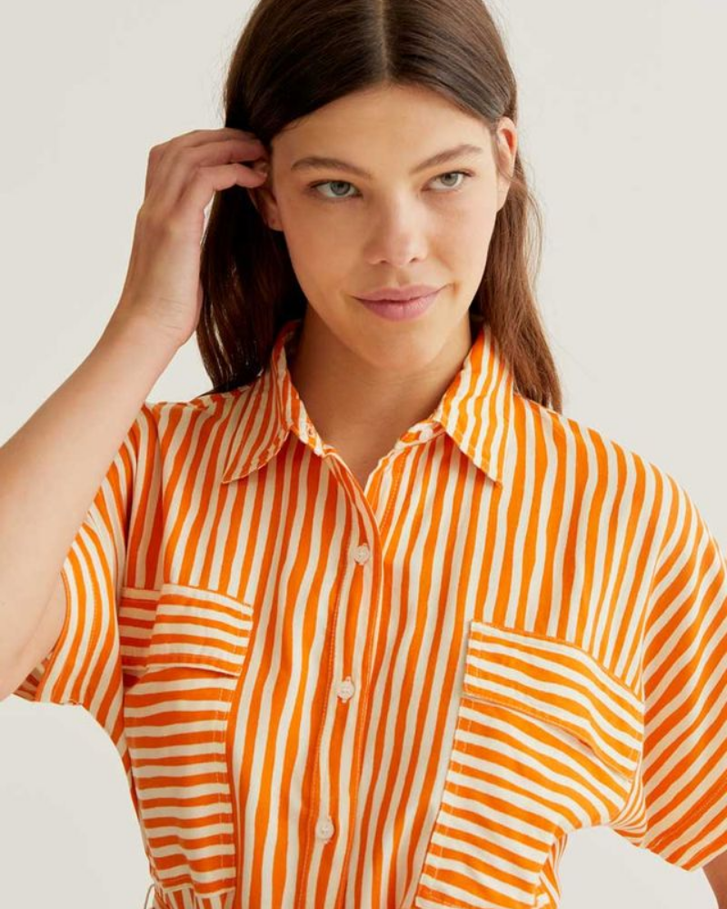 Orange Stripe Midi Dress by Compania Fantastica