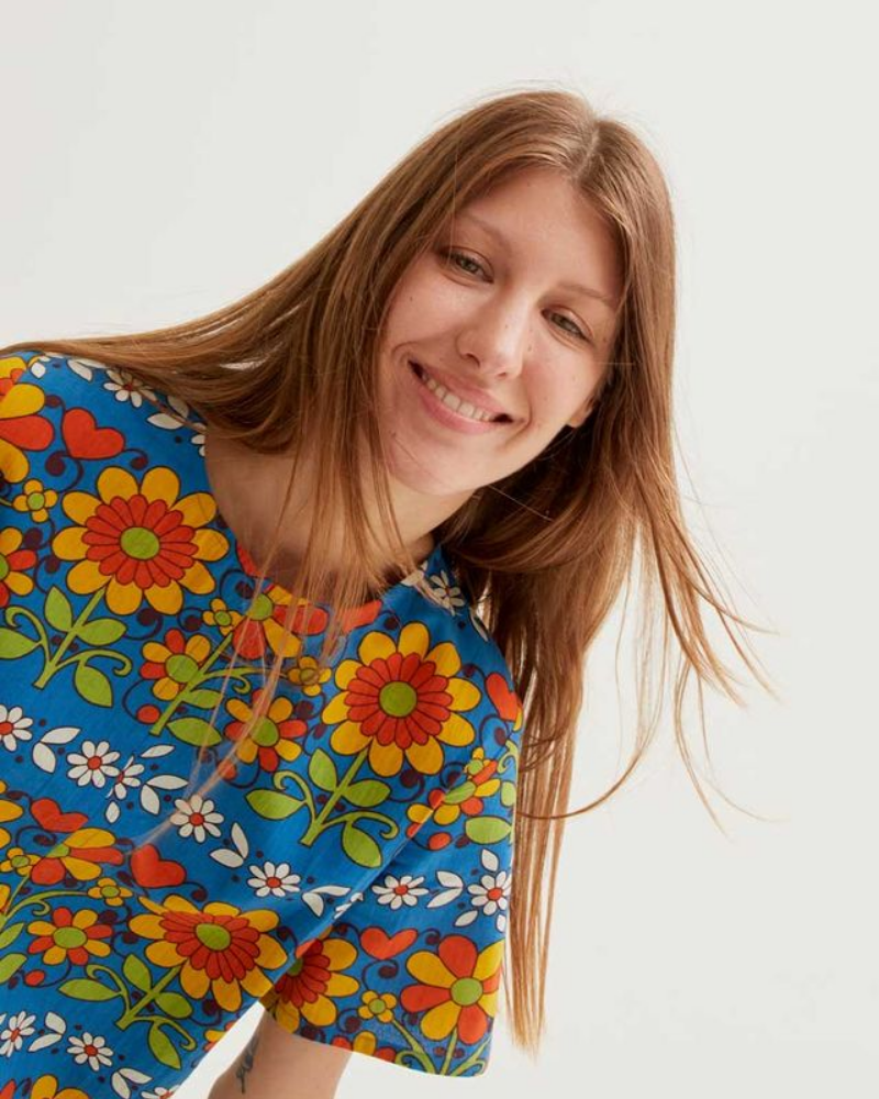 Retro Garden Print Mini Dress by Compania Fantastica