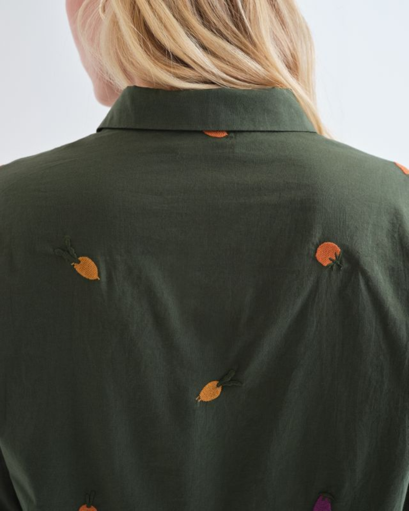 Vegetable Embroidery Shirt in Khaki Compania Fantastica