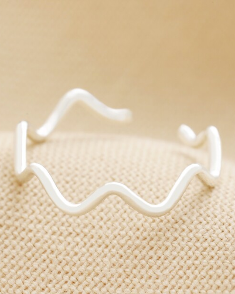 Wavy Line Adjustable Ring Silver