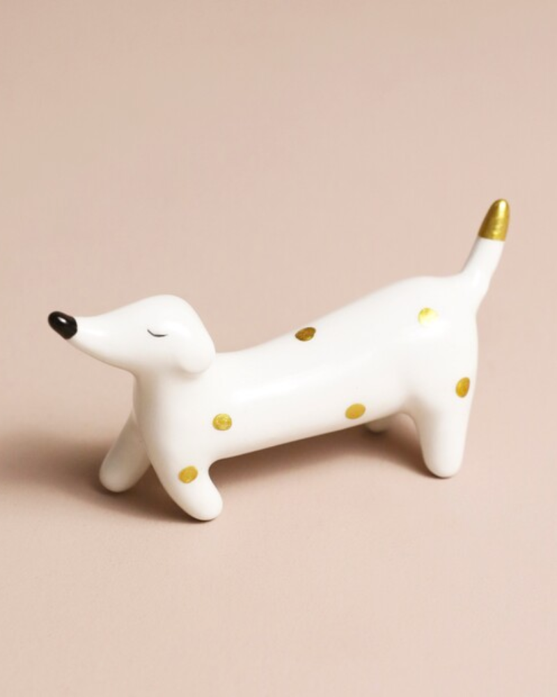 Ceramic Sausage Dog Ring Holder