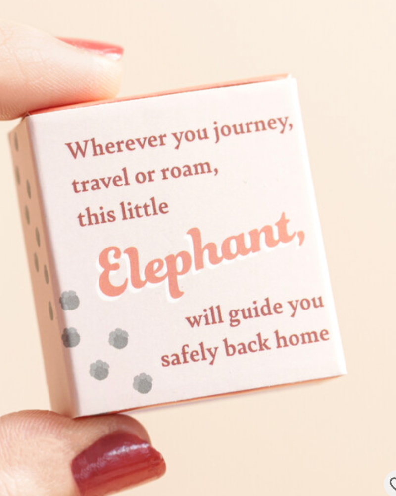Elephant Travels Tiny Ceramic Matchbox Token
