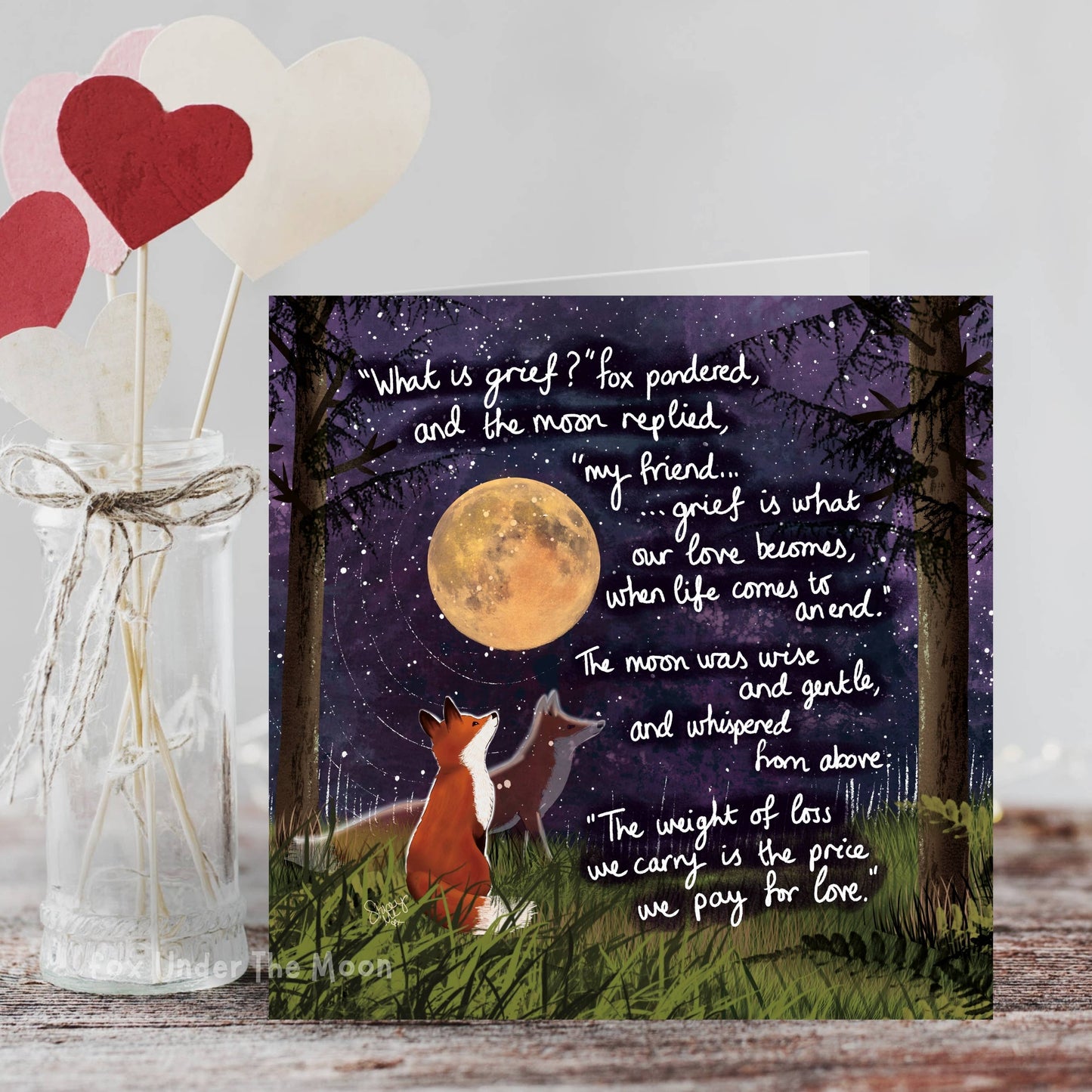 Grief Fox & Moon Sympathy Card