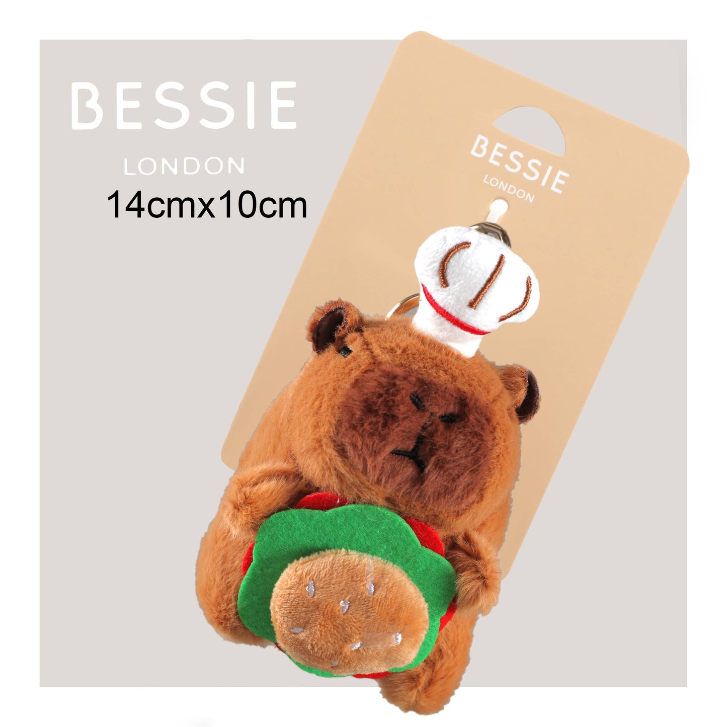 Plush Capybara Burger Chef Bag Charm