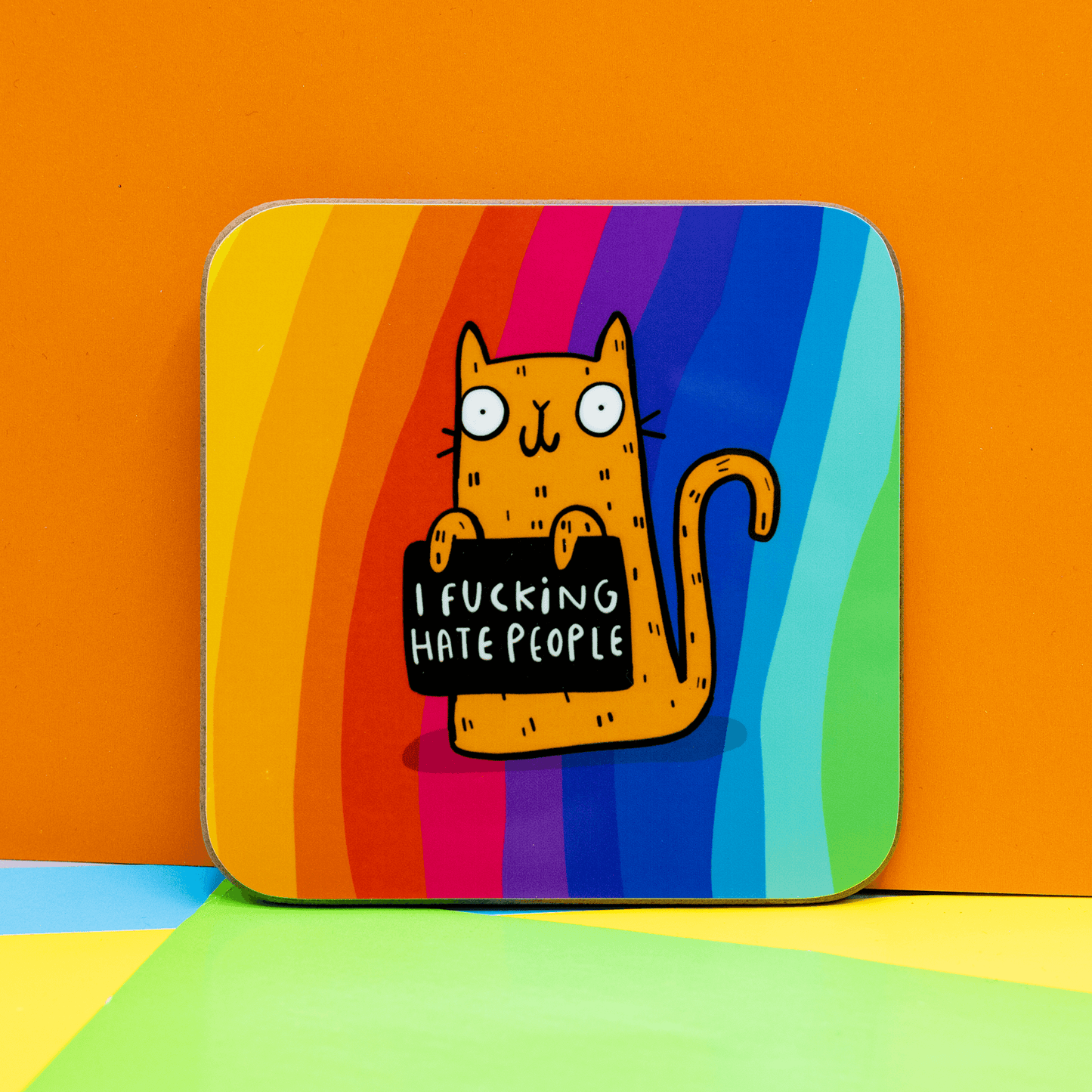 I Fucking Hate People Sweary Cat Coaster