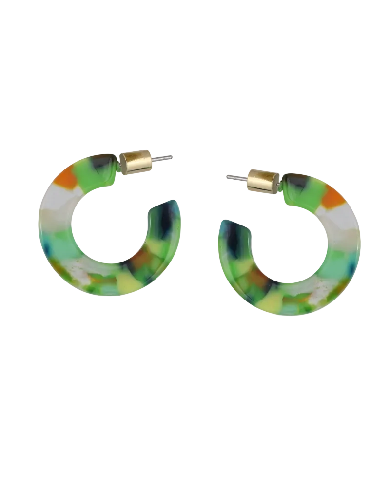 Erica Oval Hoop Earrings in Green