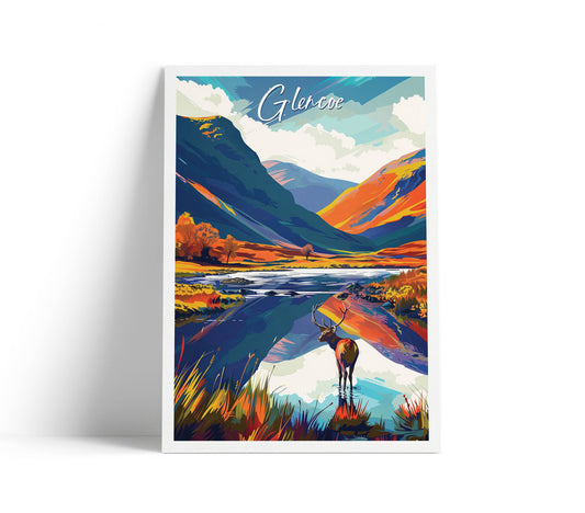 Glencoe Stag Scottish Highlands A4 Print