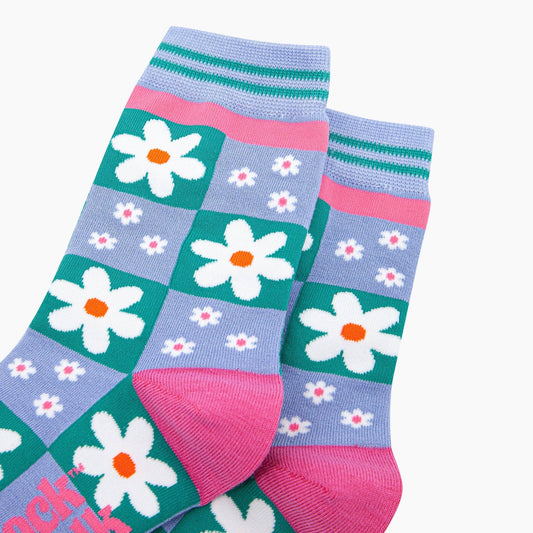 Flower Checkerboard Bamboo Socks