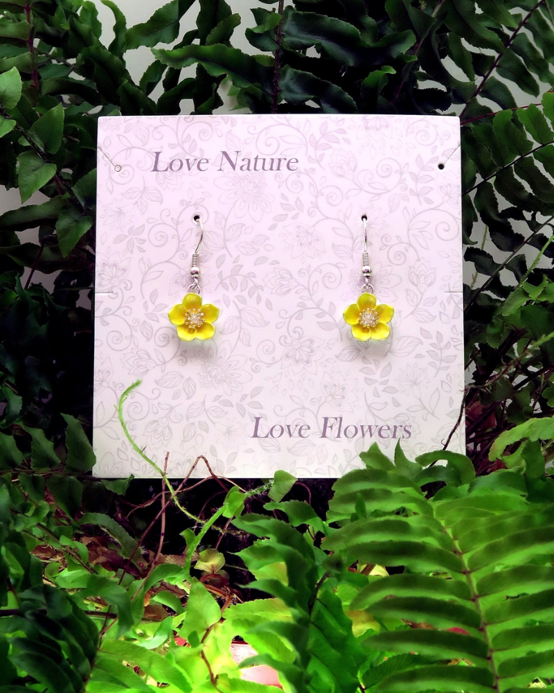 Buttercup Yellow Flower Drop Earrings
