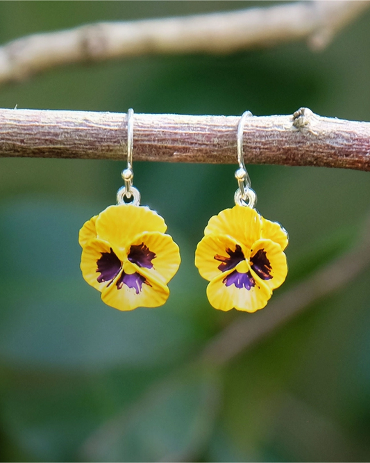 Pansy Flower Drop Earrings Assorted