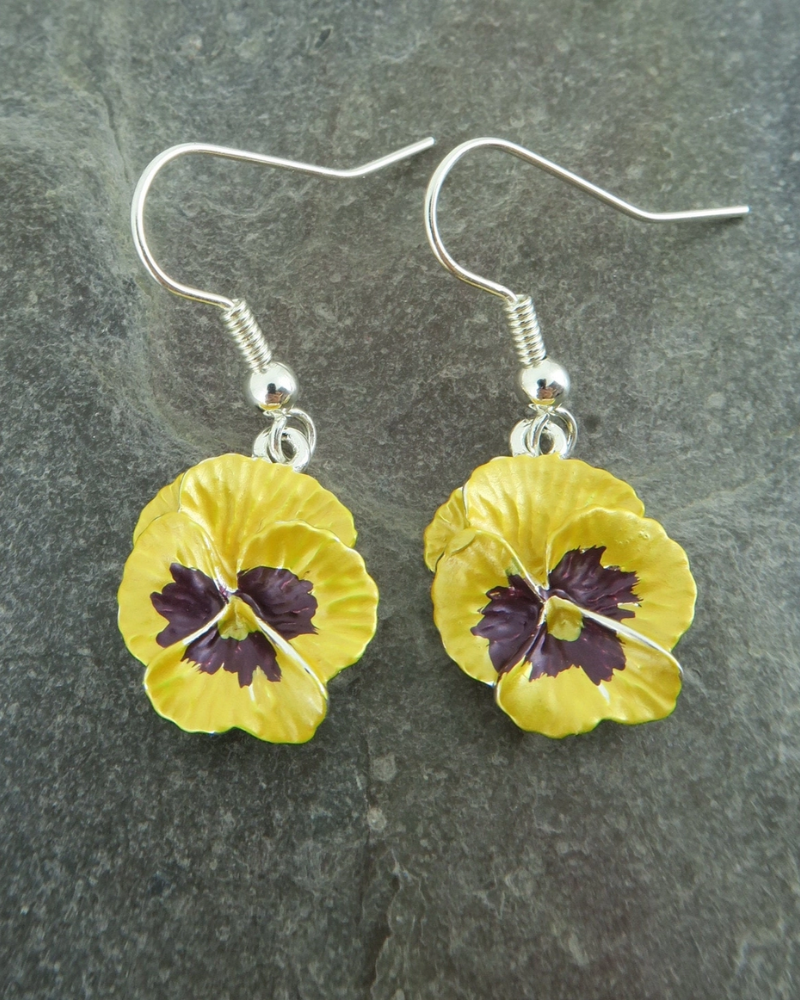 Pansy Flower Drop Earrings Assorted