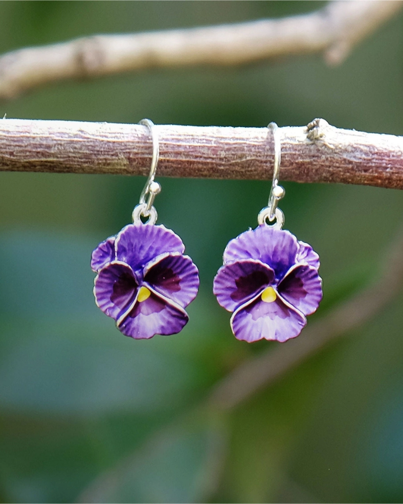 Pansy Flower Drop Earrings Assorted