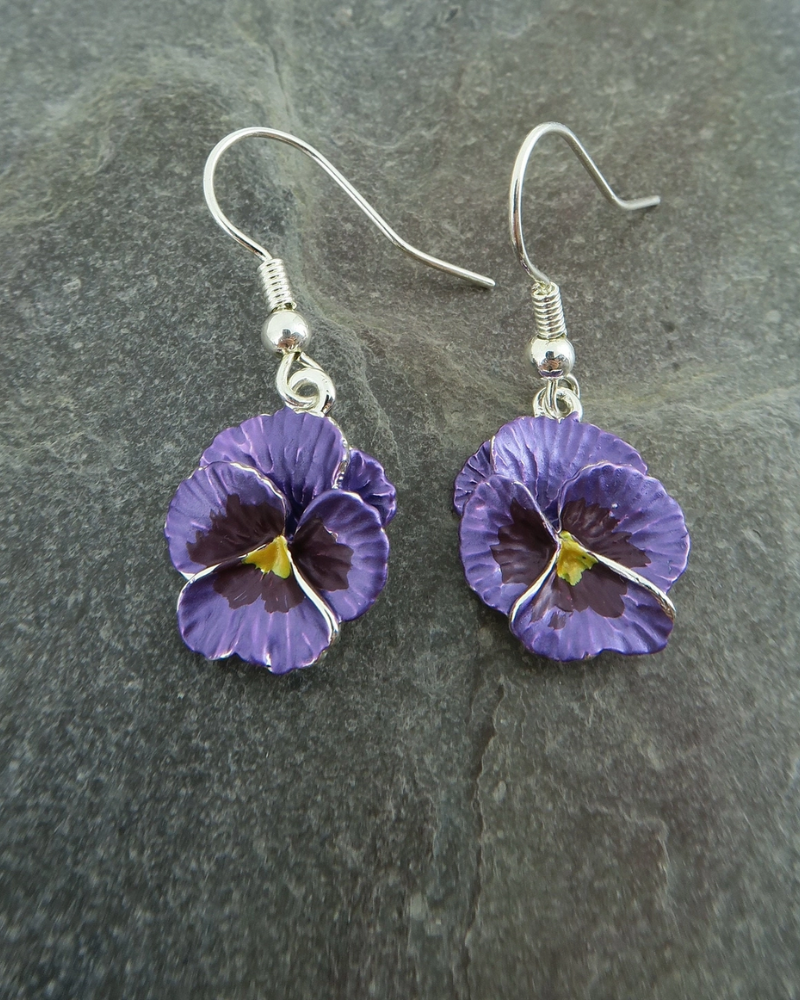 Pansy Flower Drop Earrings Assorted