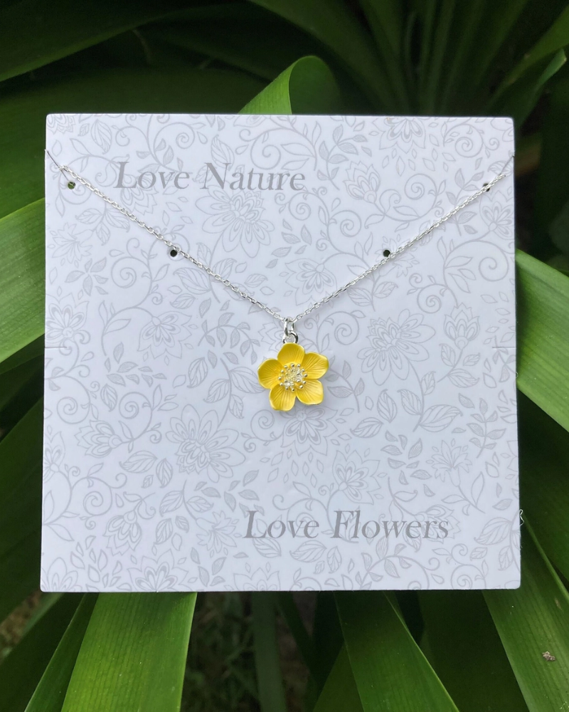 Buttercup Yellow Flower Pendant Necklace