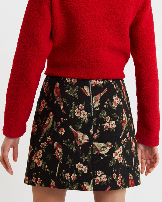 Aubin Tweet Tapestry Skirt by Louche London
