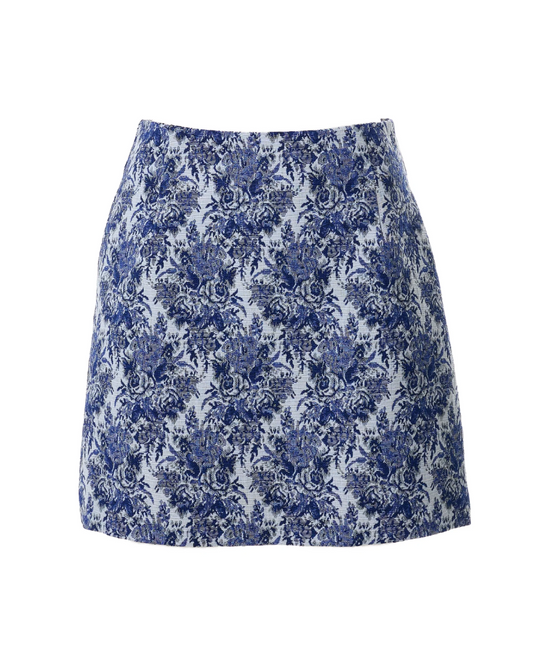 Aubin Wedgewood Jacquard A Line Mini Skirt by Louche London