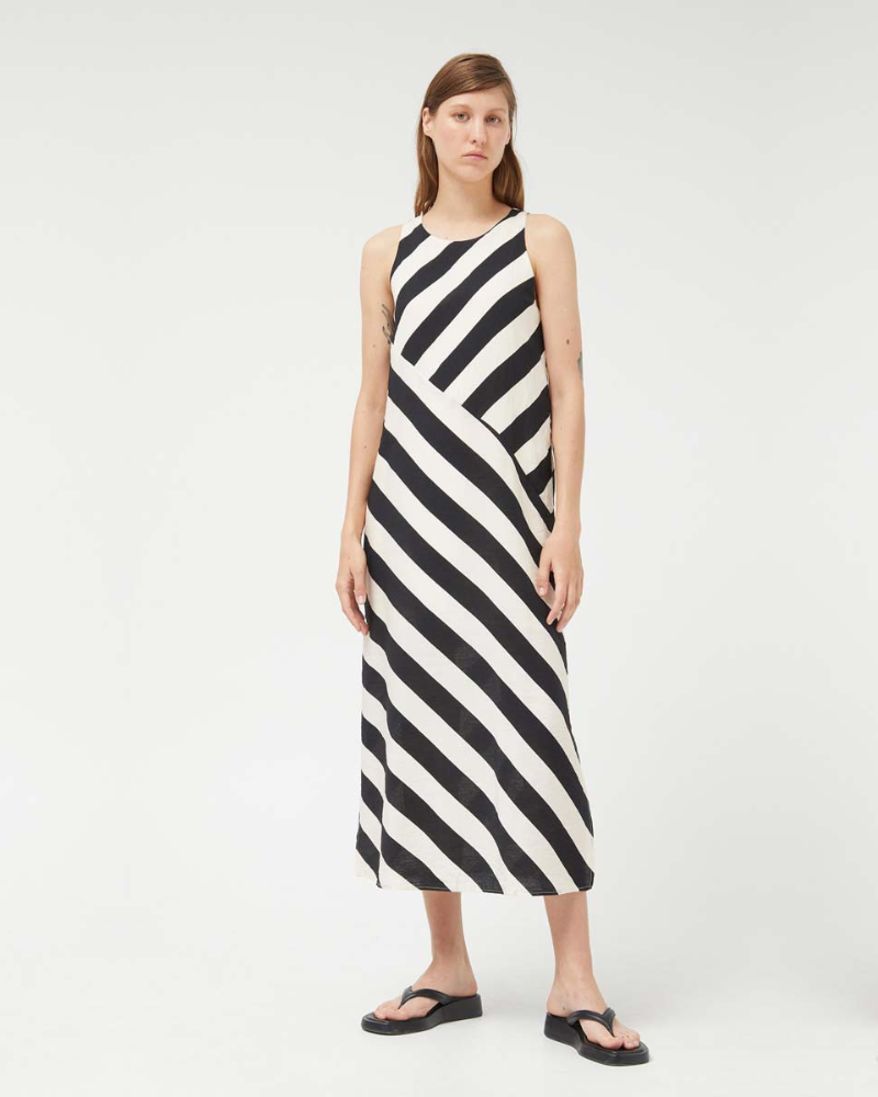 Monochrome Stripe Maxi Dress by Compania Fantastica