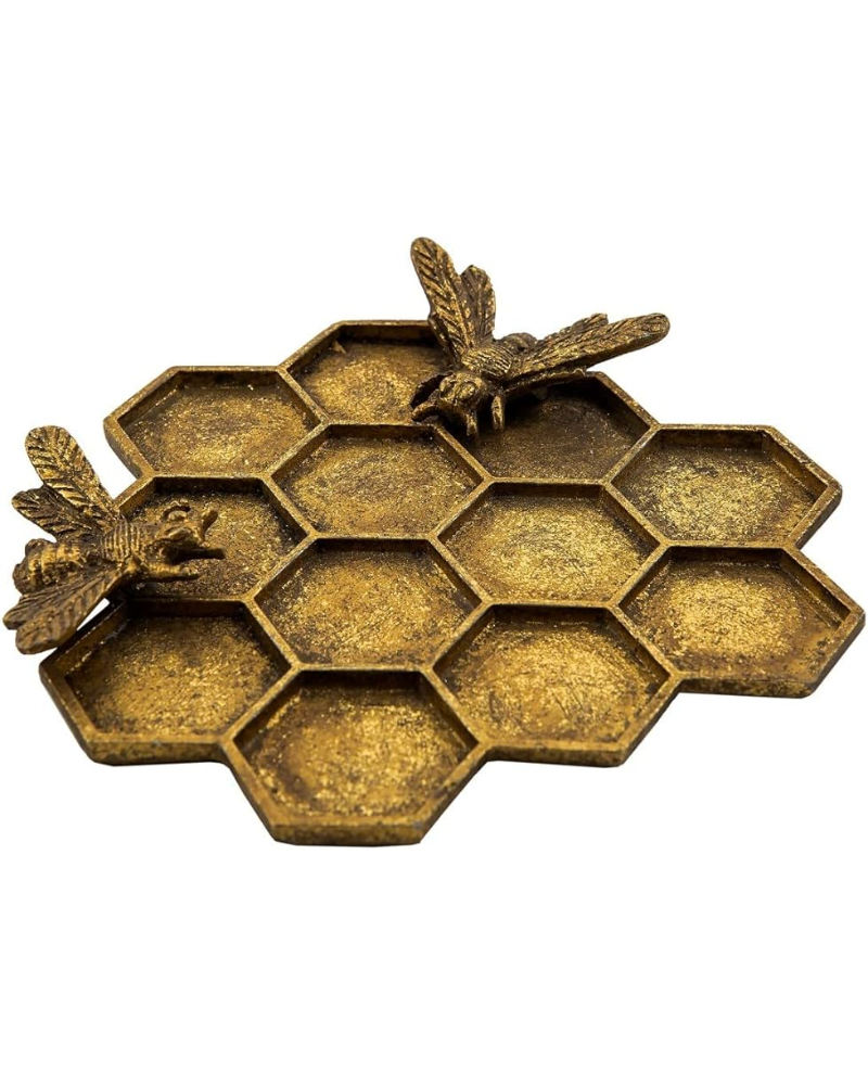 Gold Honeycomb Bee Trinket Dish by Sass & Belle