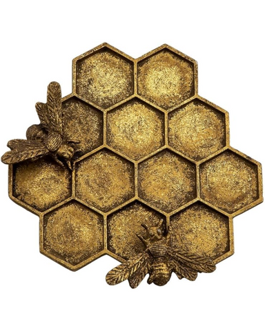 Gold Honeycomb Bee Trinket Dish by Sass & Belle