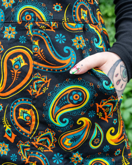 Bright Black Paisley Pinafore by Run & Fly