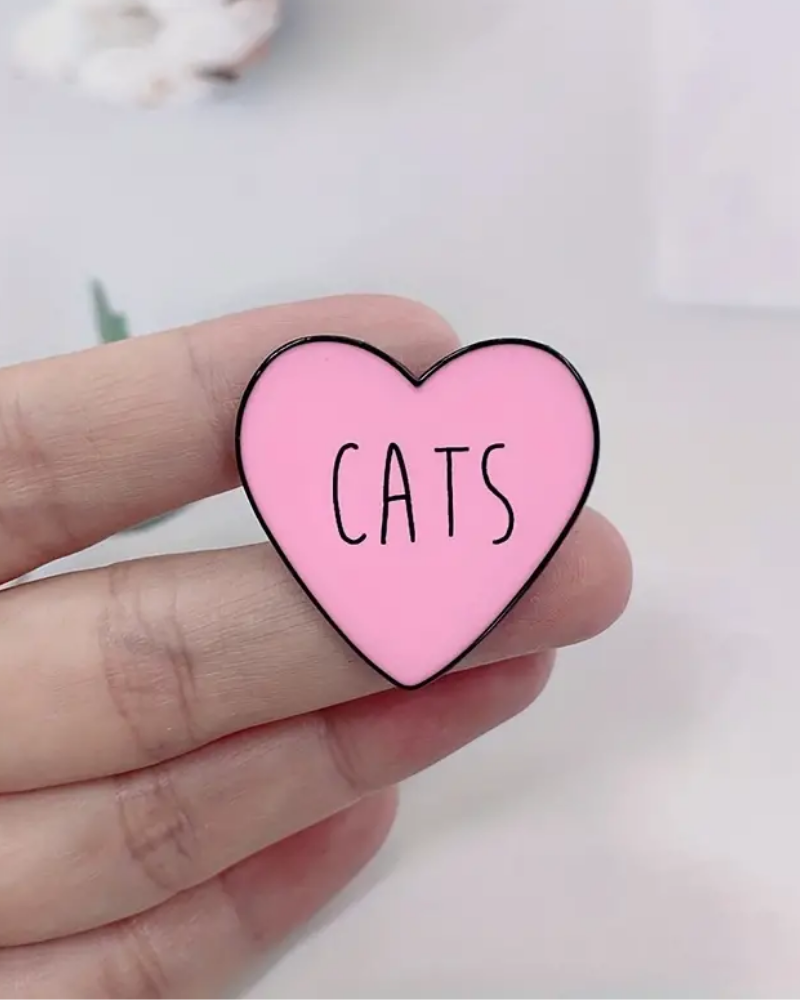 Cats Heart Enamel Pin Badge Brooch