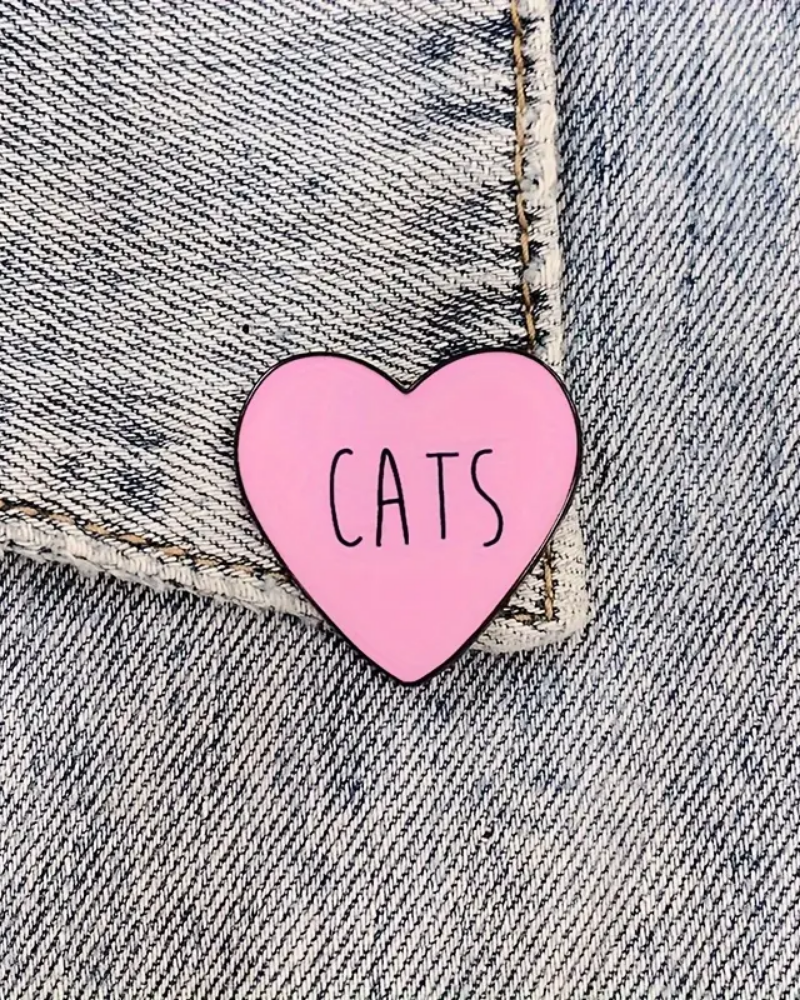 Cats Heart Enamel Pin Badge Brooch