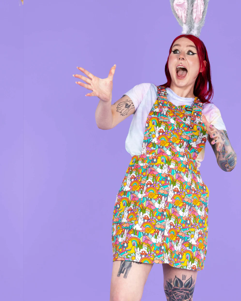Bunny Loves You A-Line Pinafore Run And Fly