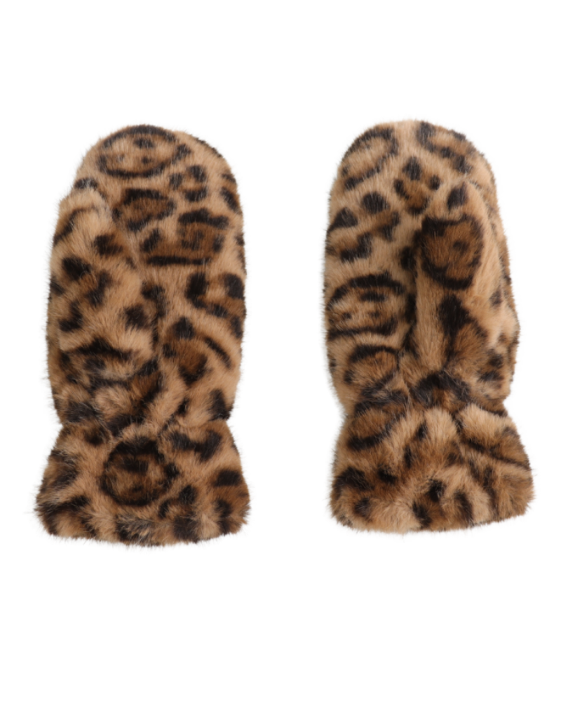 Faux Fur Leopard Mittens