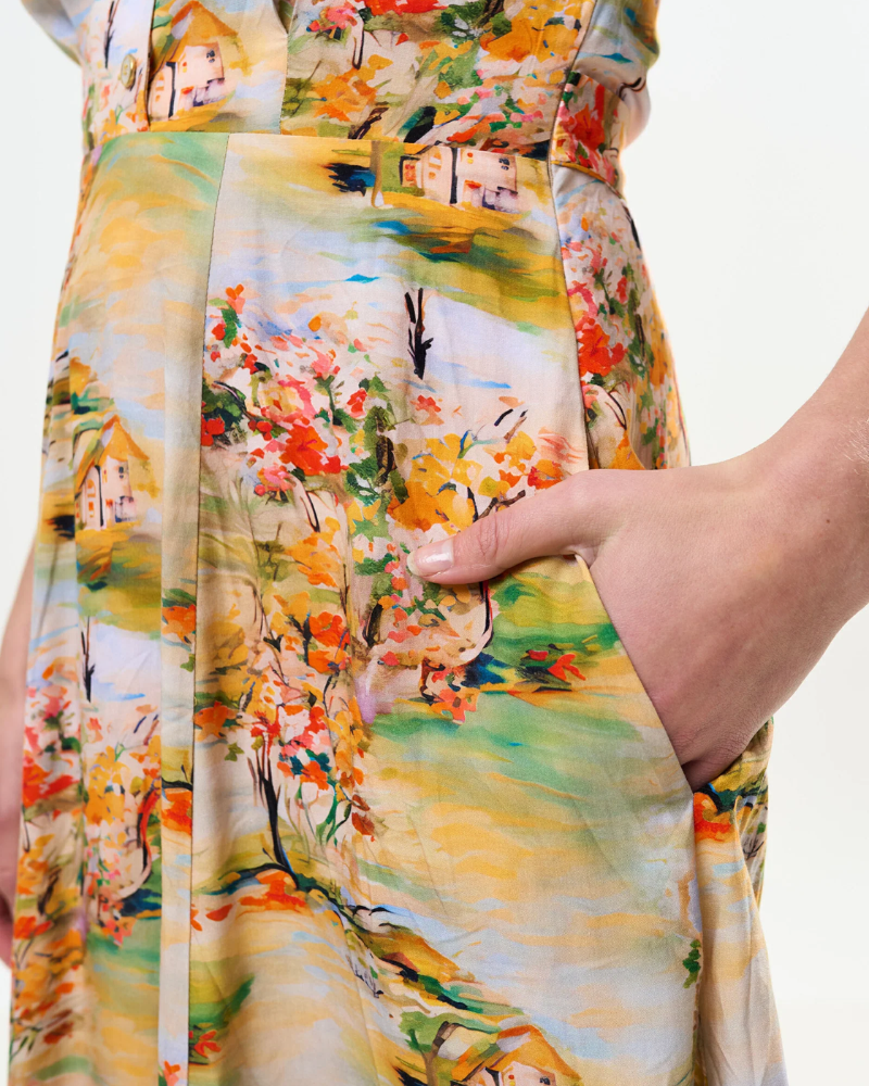 Cathleen Mini Oriental Landscape Tea Dress by Louche London