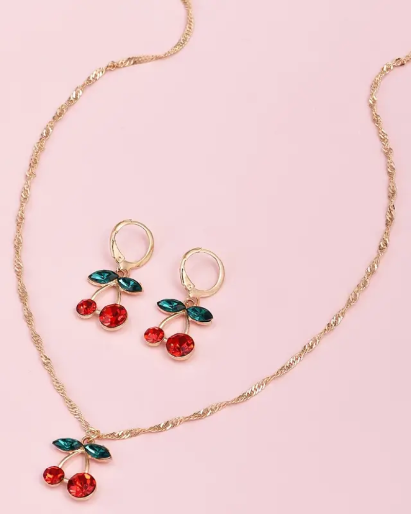 Crystal Cherry Huggie Earrings