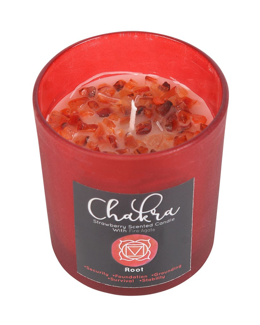 Root Chakra Strawberry Crystal Chip Candle