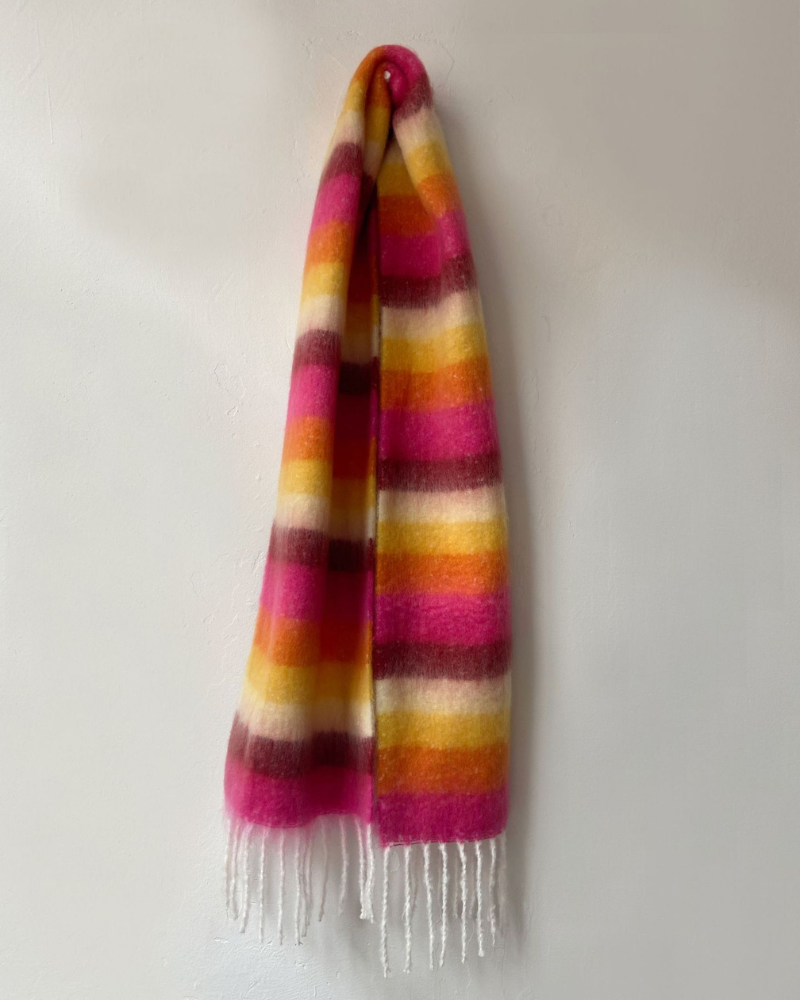 Block Stripes Rose/ Orange Blanket Scarf
