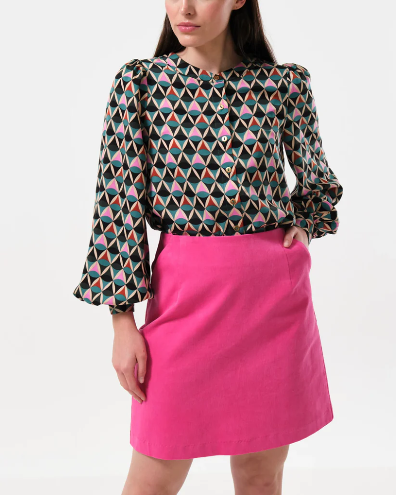 Dylan Pink Baby Cord A-Line Mini Skirt