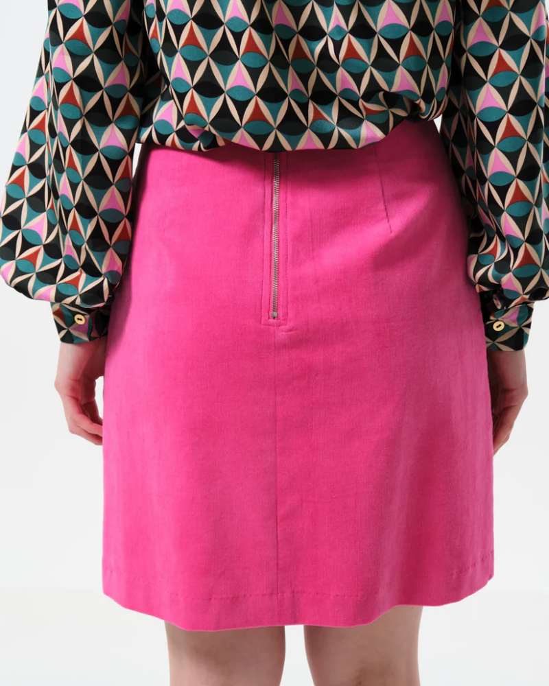 Dylan Pink Baby Cord A-Line Mini Skirt