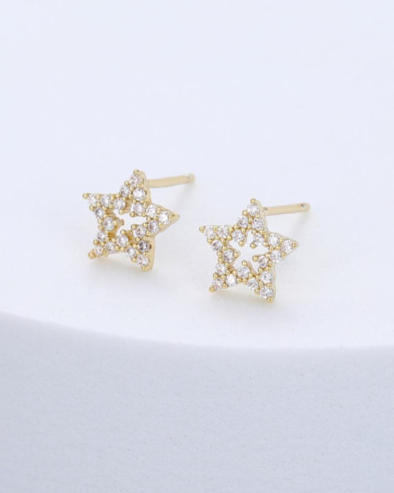 Outline Star Diamente Earrings