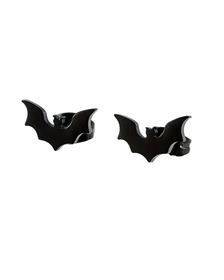 Black Bat Stud Earrings