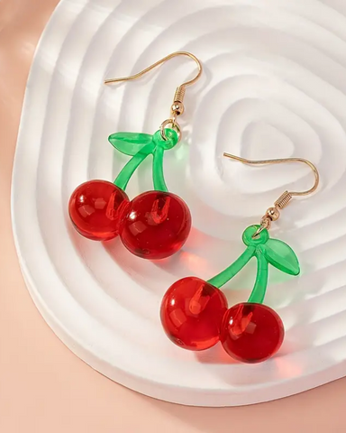 Cherry Acrylic Drop Earrings