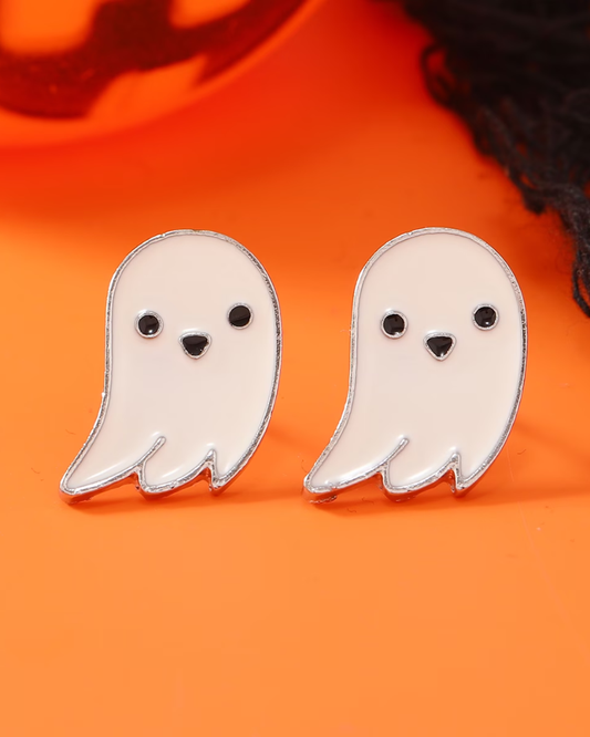 Enamel Floating Ghost Stud Earrings